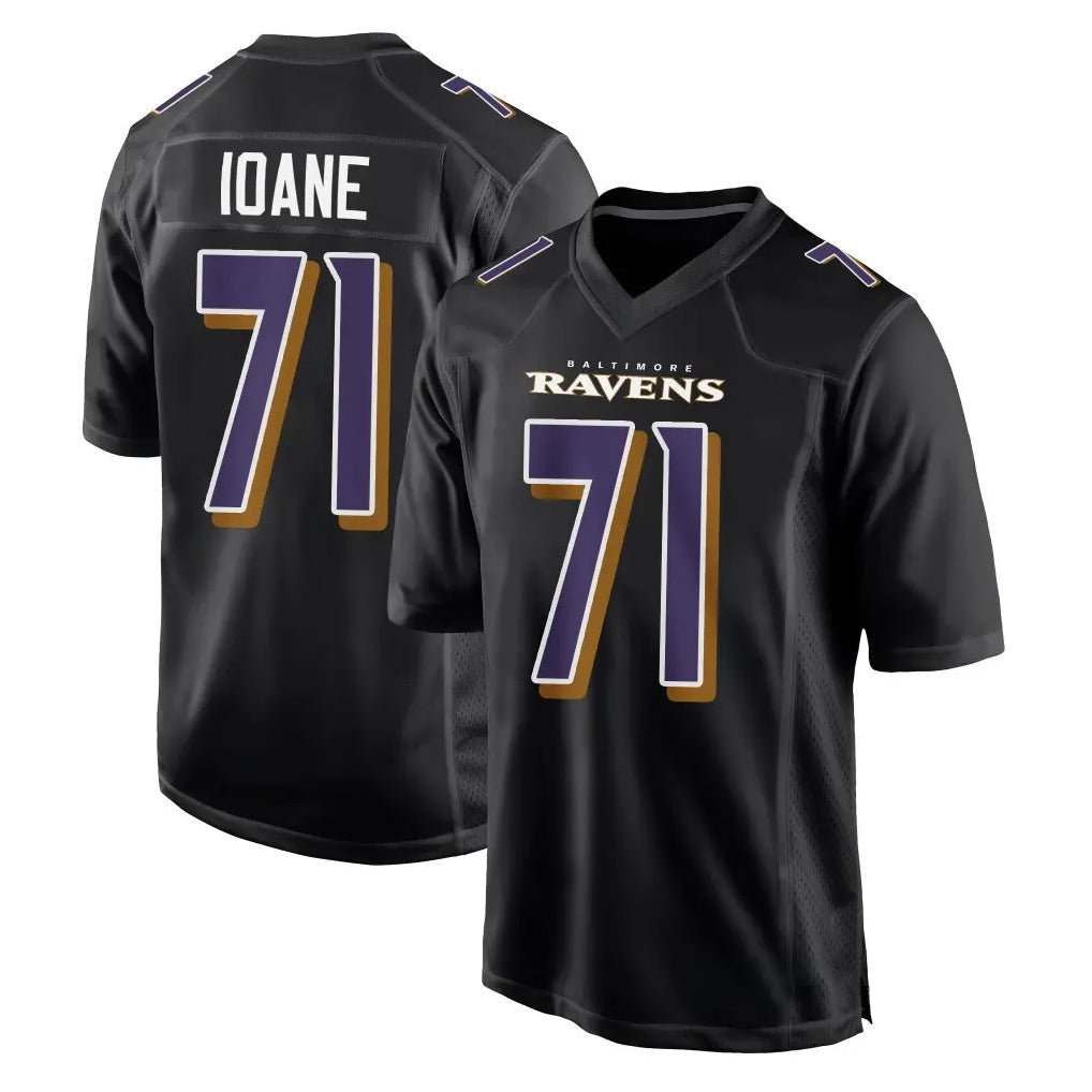 Johmsee B.Ravens #71 Olaivavega Ioane Player Black Carbon Fashion Home Stitched Jerseys