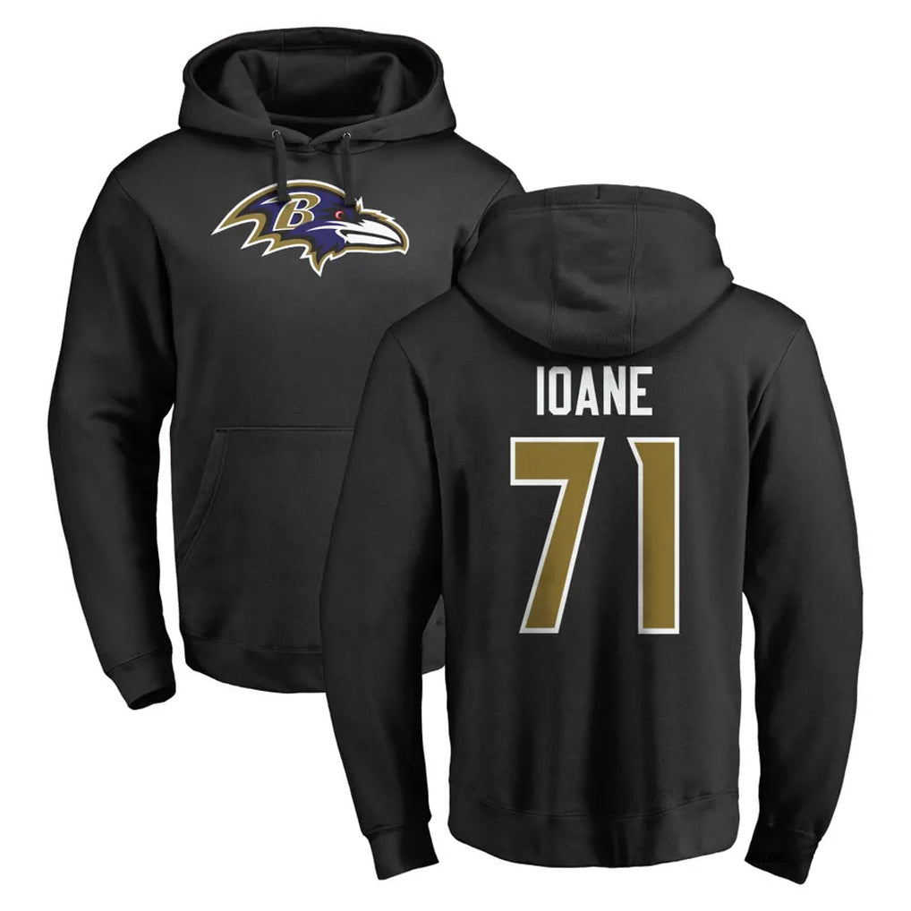 Johmsee B.Ravens #71 Olaivavega Ioane Player Black Pullover Hoodie Stitched Jerseys