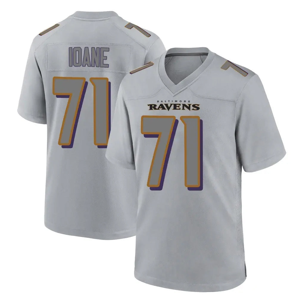 Johmsee B.Ravens #71 Olaivavega Ioane Player Gray Replica Limited Stitched Jerseys