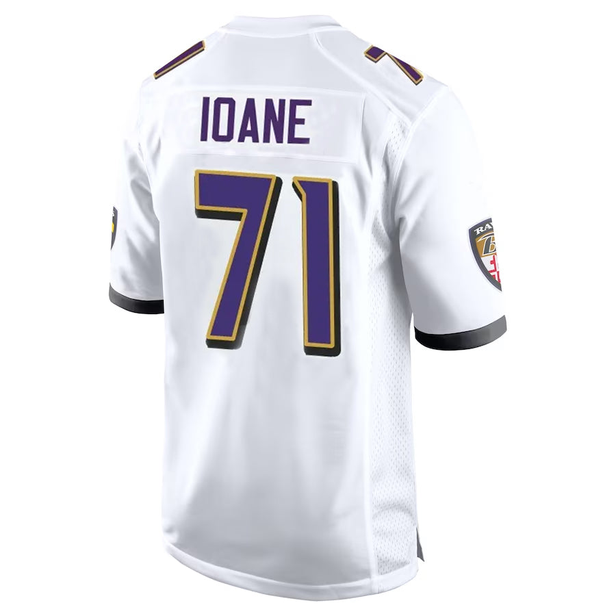 Johmsee B.Ravens #71 Olaivavega Ioane Player White Alternate Home Stitched Jerseys