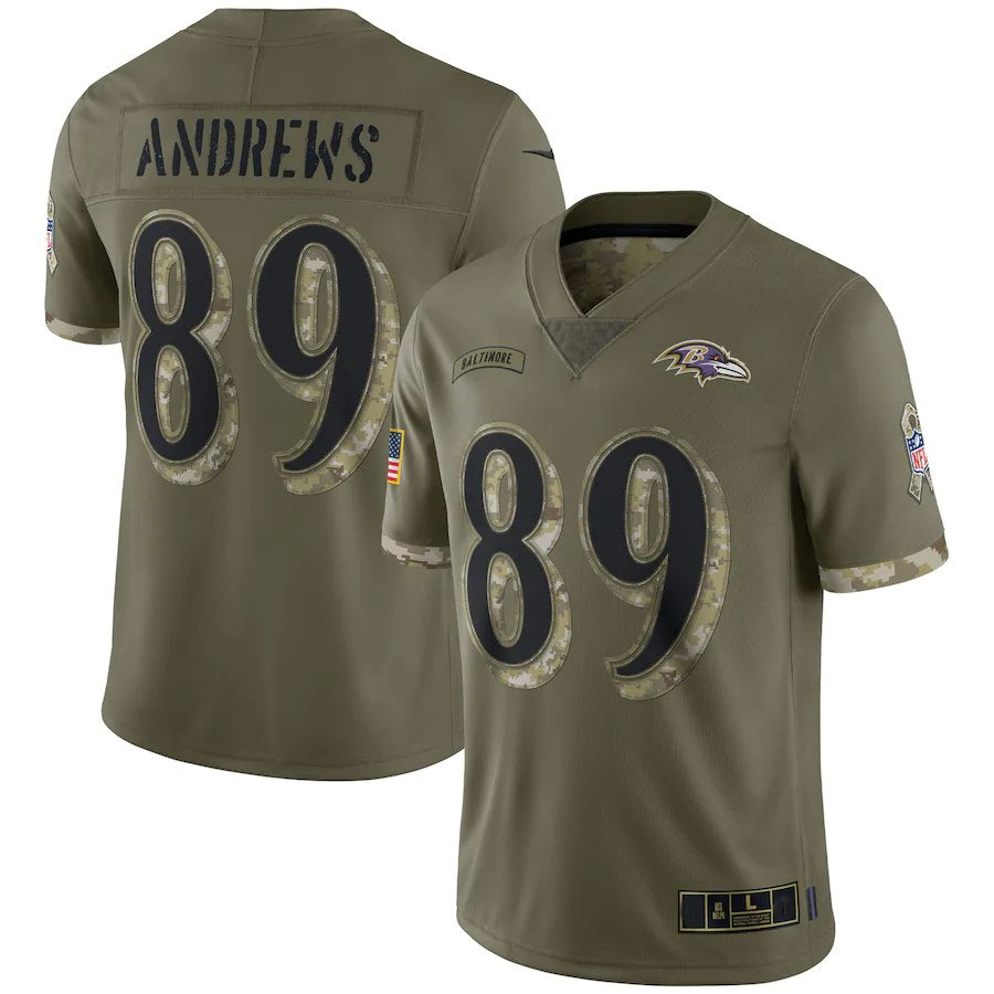 Johmsee B.Ravens #89 Mark Andrews Player Olive Salute To Service Limited Stitched Jerseys