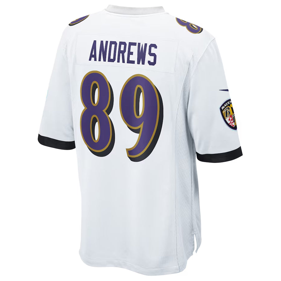 Johmsee B.Ravens #89 Mark Andrews Player White Replica Game Stitched Jerseys