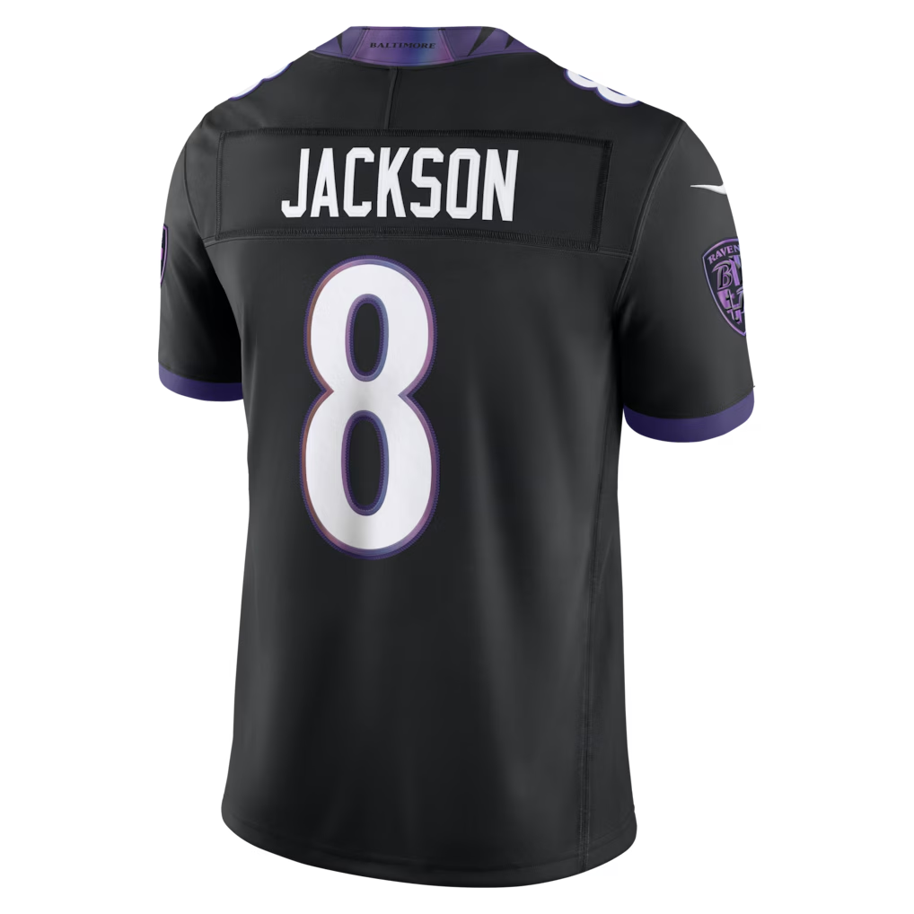 Johmsee B.Ravens #8 Lamar Jackson Black Alternate Alternate Vapor F.U.S.E. Stitched Limited Jerseys