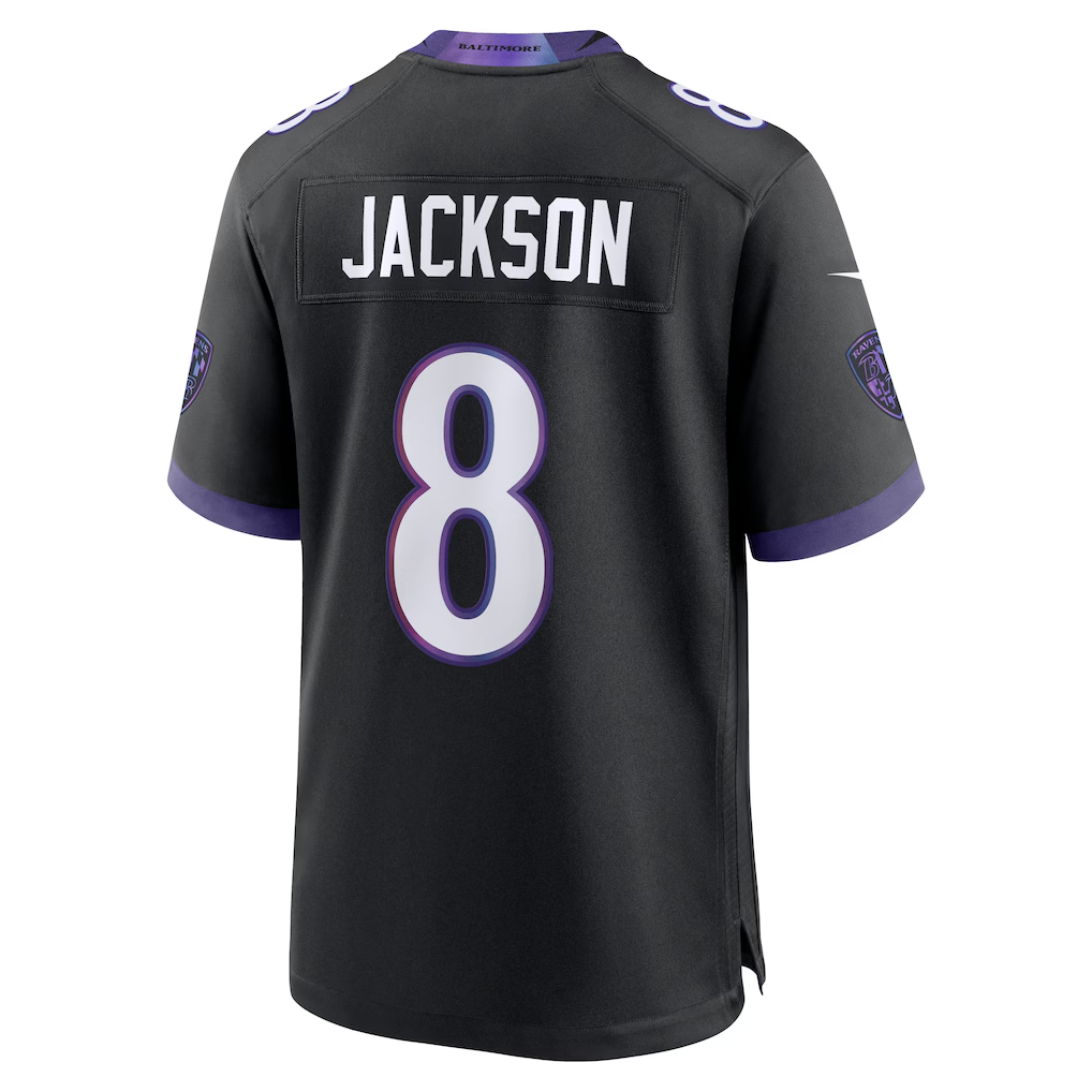 Johmsee B.Ravens #8 Lamar Jackson Black Alternate Game Stitched Jerseys