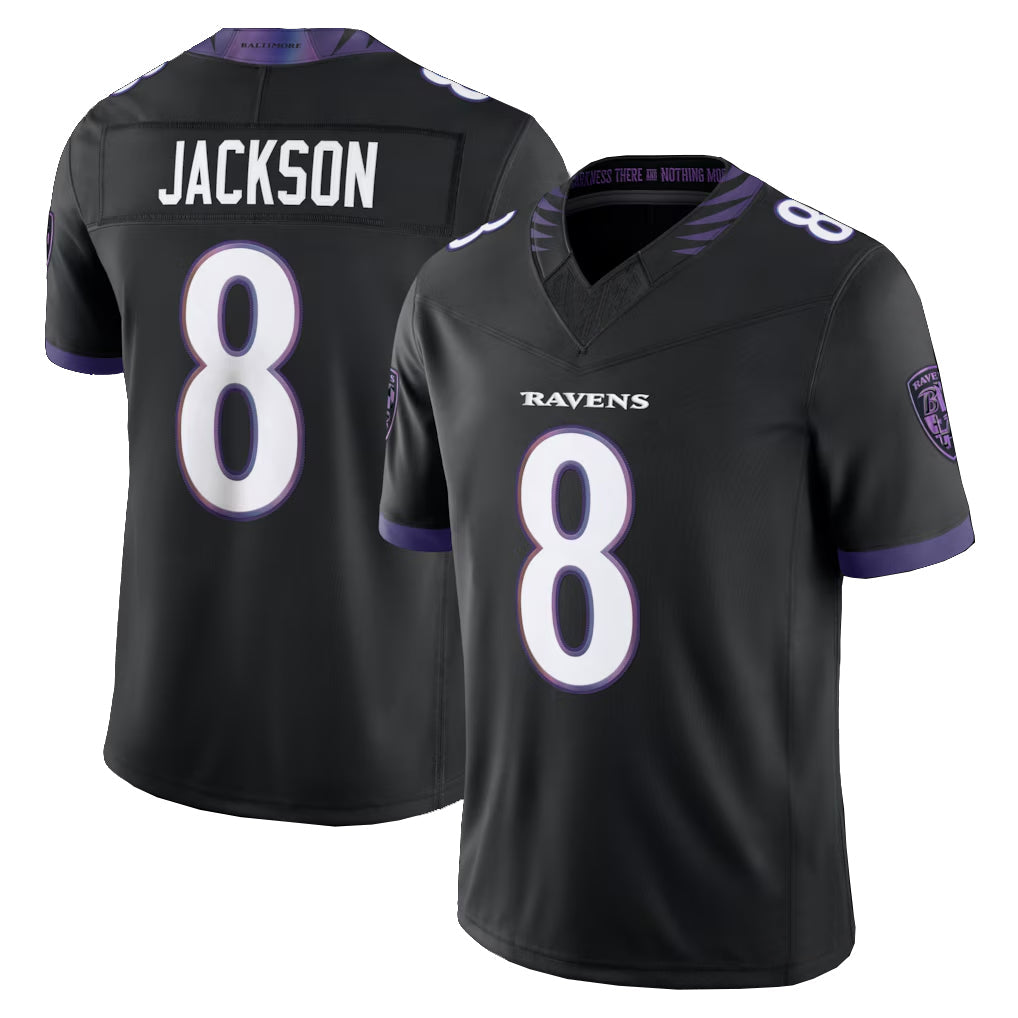 Johmsee B.Ravens #8 Lamar Jackson Player Black Limited Elite Home Game Stitched Jerseys