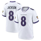 Johmsee B.Ravens #8 Lamar Jackson Player White Home Game Stitched Jerseys