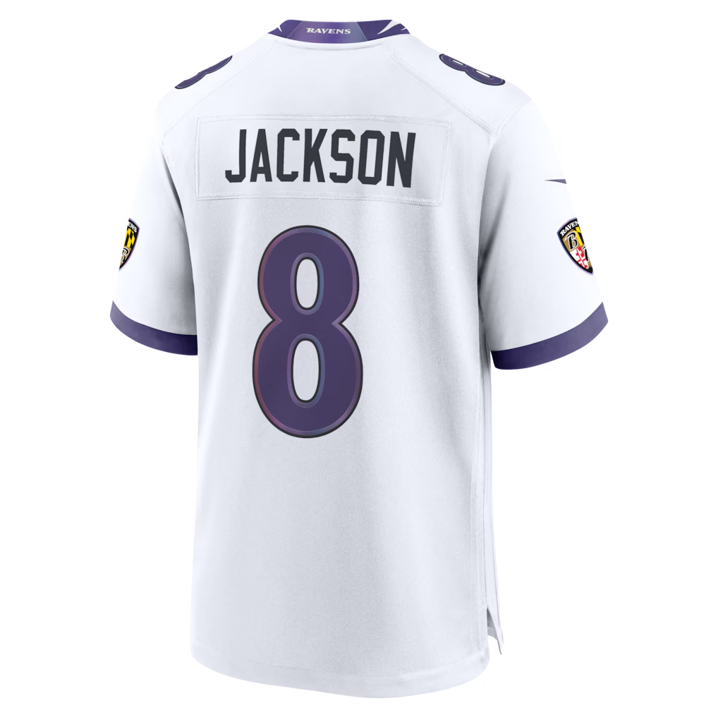 Johmsee B.Ravens #8 Lamar Jackson White Game Stitched Jerseys