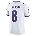 Johmsee B.Ravens #8 Lamar Jackson White Vapor F.U.S.E. Stitched Limited Jerseys