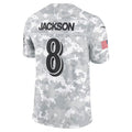 Johmsee B.Ravens #8 Lamar Jackson Player Arctic Camo Salute to Service Limited  Stitched Jerseys