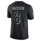 Johmsee B.Ravens #8 Lamar Jackson Player Black REFLECTIVE Limited Stitched Jerseys