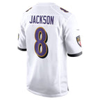 Johmsee B.Ravens #8 Lamar Jackson Player White Game Stitched Jerseys