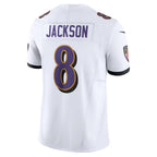 Johmsee B.Ravens #8 Lamar Jackson Player White Vapor F.U.S.E. Limited Stitched Jerseys