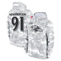 Johmsee B.Ravens #91 Trey Hendrickson Player Arctic Camo Salute To Service Hoodie Stitched Jerseys