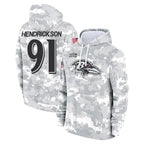 Johmsee B.Ravens #91 Trey Hendrickson Player Arctic Camo Salute To Service Hoodie Stitched Jerseys