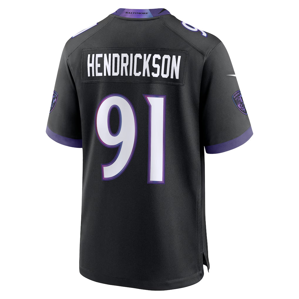 Johmsee B.Ravens #91 Trey Hendrickson Player Black Home Game Stitched Jerseys