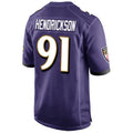 Johmsee B.Ravens #91 Trey Hendrickson Player Purple Alternate Home Game Stitched Jerseys
