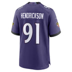 Johmsee B.Ravens #91 Trey Hendrickson Player Purple Home Game Stitched Jerseys