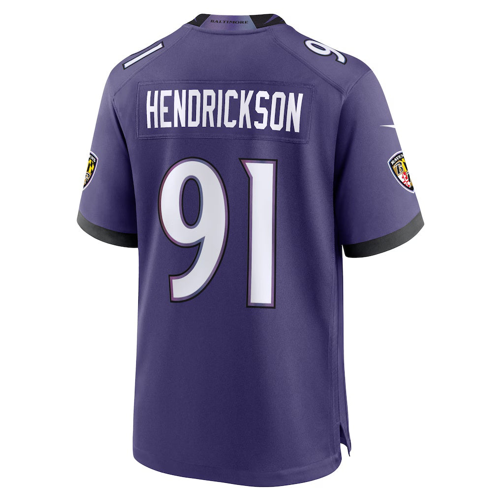 Johmsee B.Ravens #91 Trey Hendrickson Purple Team Game Stitched Jerseys