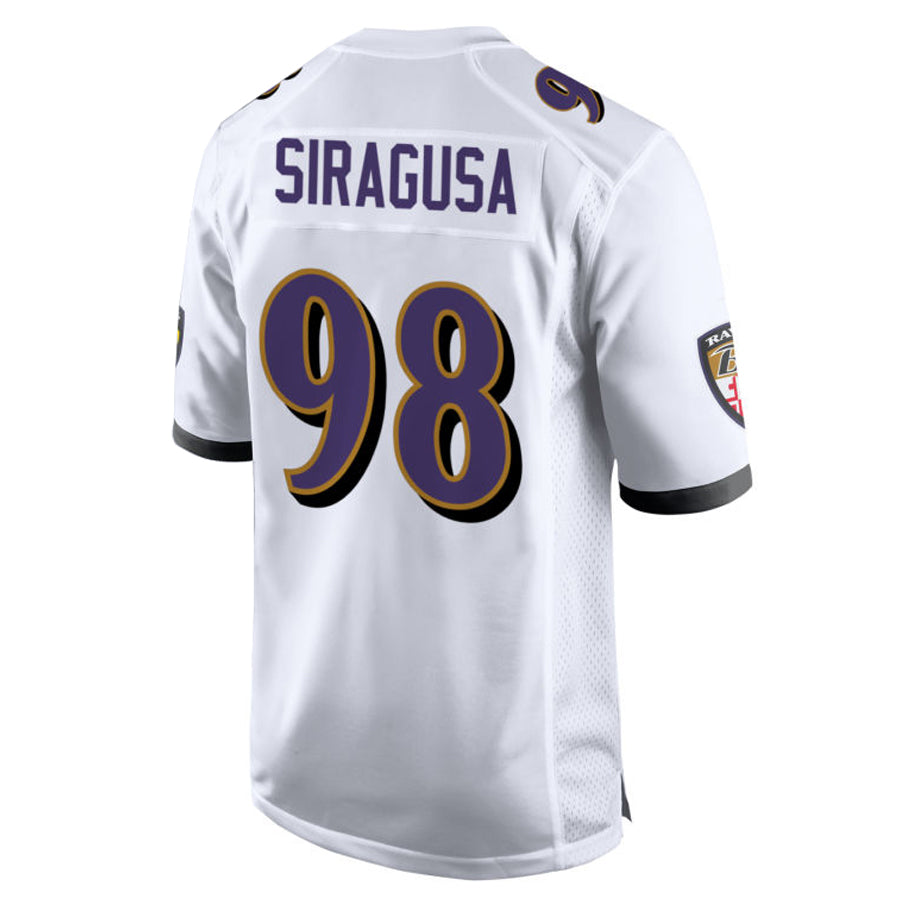 Johmsee B.Ravens #98 Tony Siragusa Player White Alternate Home Game Stitched Jerseys