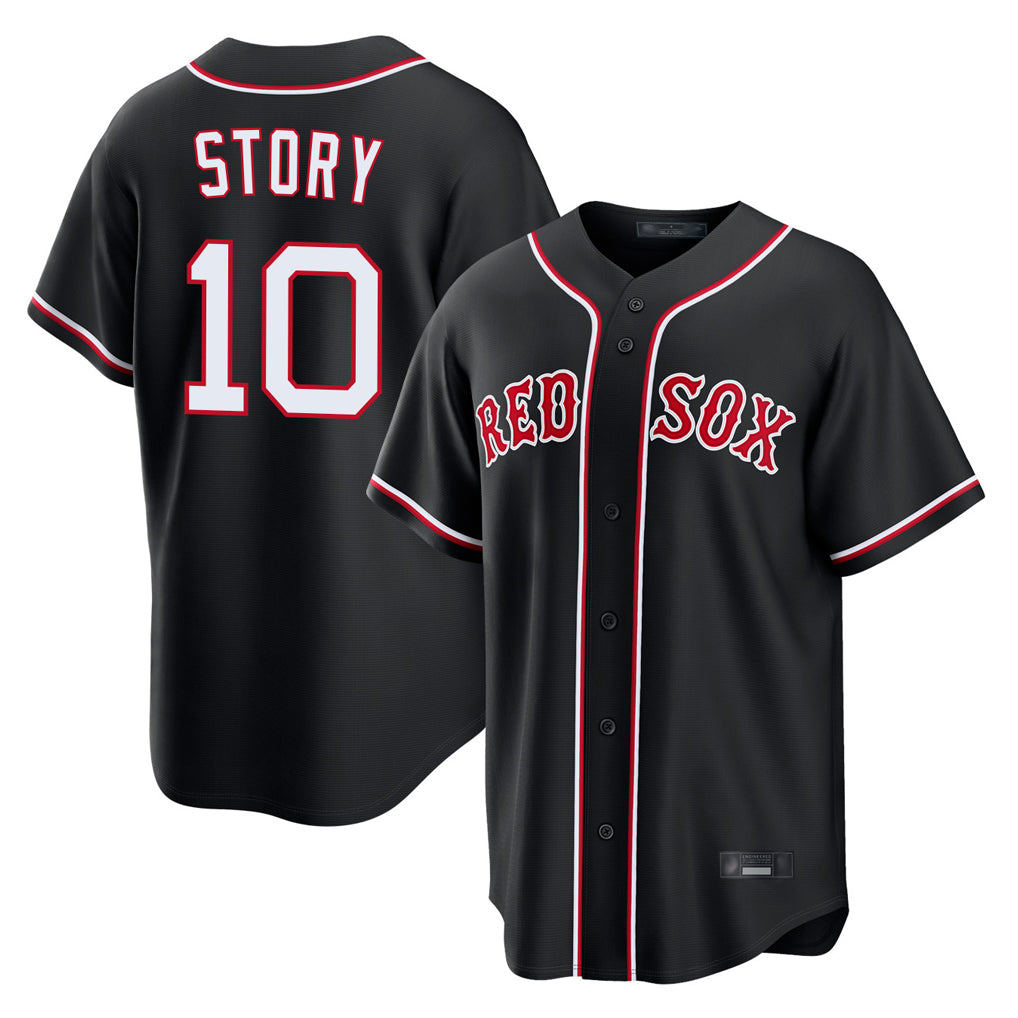 Johmsee B.Red Sox #10 Trevor Story Player Black Out Home Game Stitched Jerseys