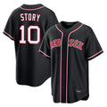 Johmsee B.Red Sox #10 Trevor Story Player Black Out Home Game Stitched Jerseys
