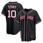Johmsee B.Red Sox #10 Trevor Story Player Black Out Home Game Stitched Jerseys