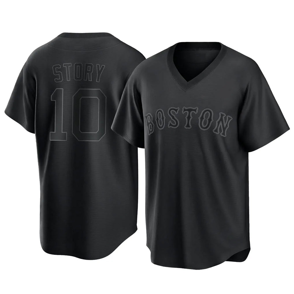 Johmsee B.Red Sox #10 Trevor Story Player Black T-shirt Home Game Stitched Jerseys