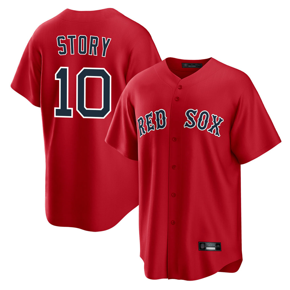 Johmsee B.Red Sox #10 Trevor Story Player Red Home Game Stitched Jerseys