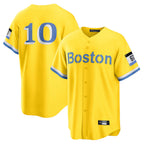 Johmsee B.Red Sox #10 Trevor Story Player Yellow Home Game Stitched Jerseys