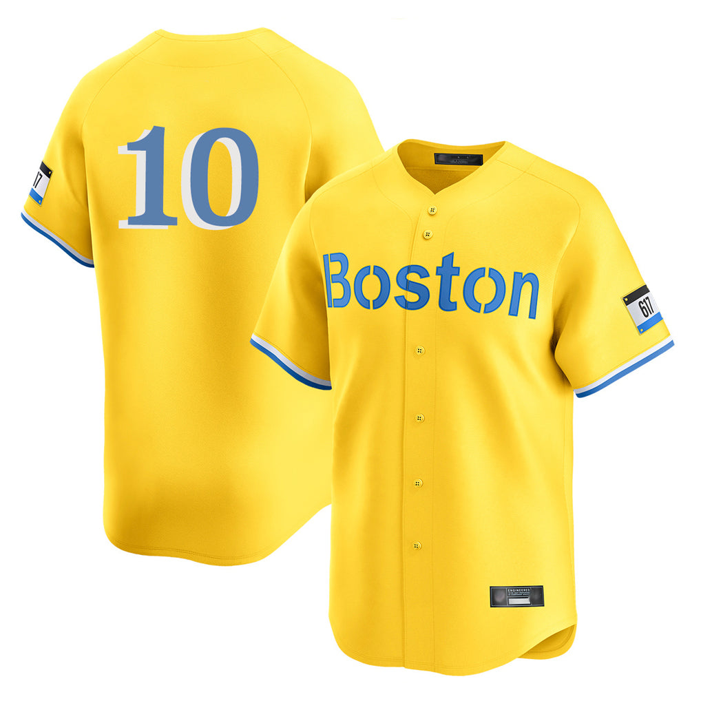 Johmsee B.Red Sox #10 Trevor Story Player Yellow Limited Home Game Stitched Jerseys
