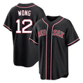Johmsee B.Red Sox #12 Connor Wong Player Black Out Home Game Stitched Jerseys