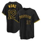 Johmsee B.Red Sox #12 Connor Wong Player Black Snake Skin City Home Game Stitched Jerseys