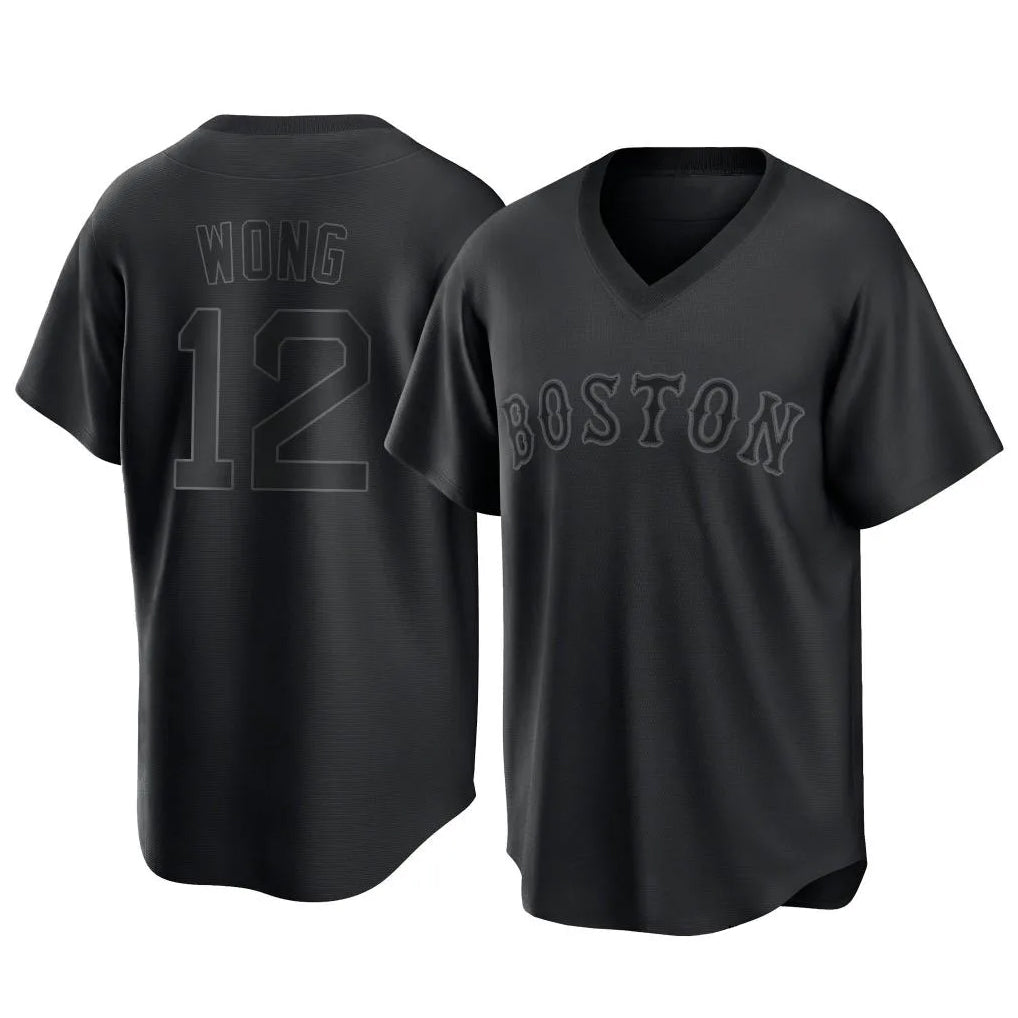 Johmsee B.Red Sox #12 Connor Wong Player Black T-shirt Home Game Stitched Jerseys