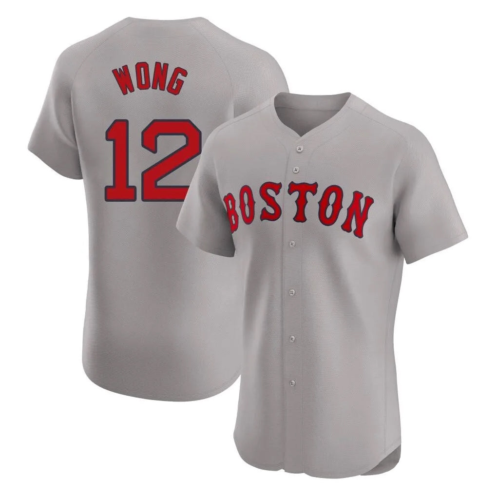 Johmsee B.Red Sox #12 Connor Wong Player Gray Road Limited Elite Home Game Stitched Jerseys