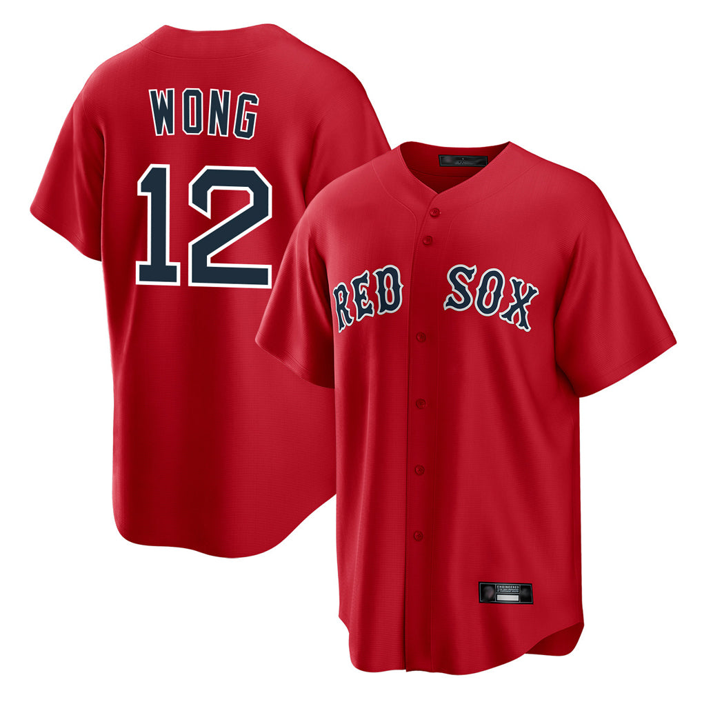 Johmsee B.Red Sox #12 Connor Wong Player Red Home Game Stitched Jersey