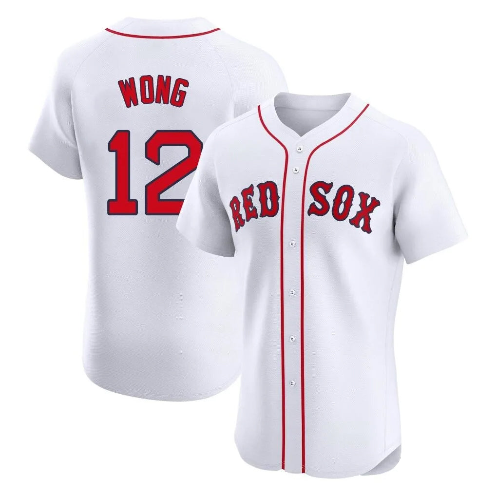 Johmsee B.Red Sox #12 Connor Wong Player White Limited Elite Home Game Stitched Jerseys