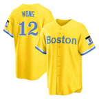 Johmsee B.Red Sox #12 Connor Wong Player Yellow Home Game Stitched Jersey