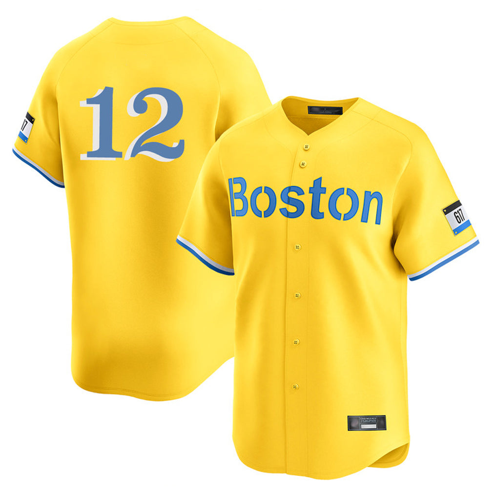 Johmsee B.Red Sox #12 Connor Wong Player Yellow Limited Home Game Stitched Jerseys