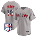 Johmsee B.Red Sox #16 Jarren Duran Player Gray Road USA 250 Fourth of July Limited Home Game Stitched Jerseys