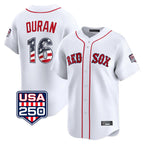 Johmsee B.Red Sox #16 Jarren Duran Player White USA 250 Fourth of July Limited Home Game Stitched Jerseys