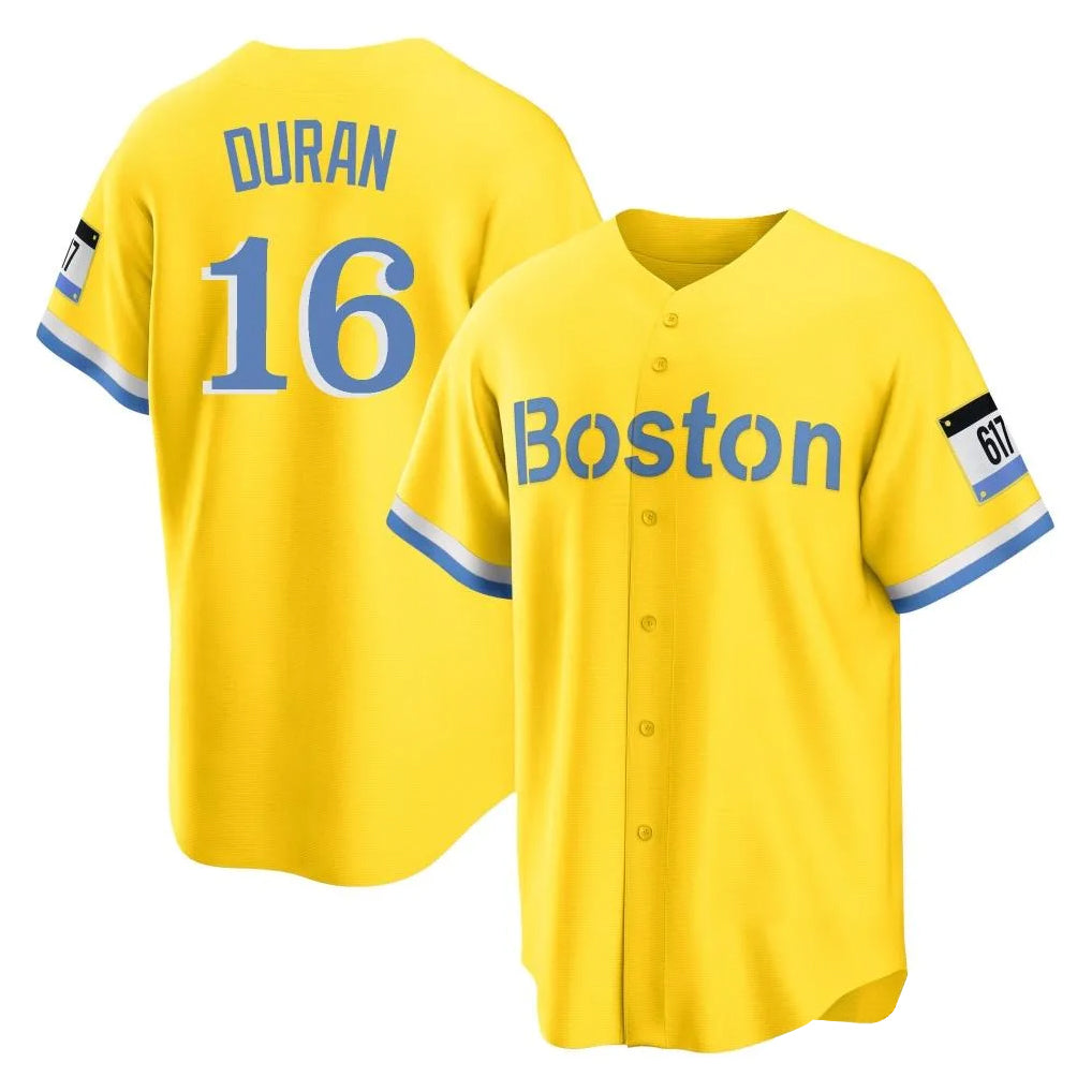 Johmsee B.Red Sox #16 Jarren Duran Player Yellow Home Game Stitched Jersey