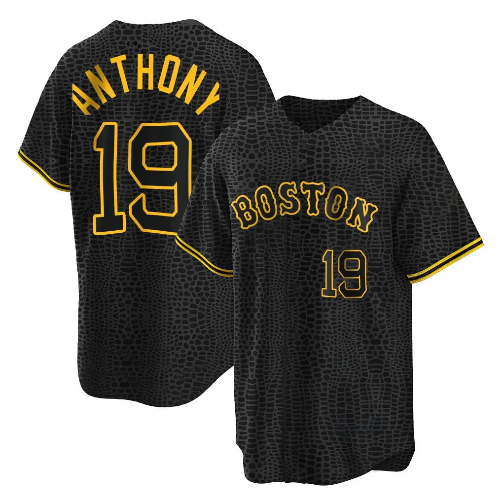 Johmsee B.Red Sox #19 Roman Anthony Player Black Snake Skin City Home Game Stitched Jerseys