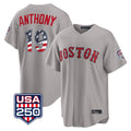 Johmsee B.Red Sox #19 Roman Anthony Player Gray Road USA 250 Fourth of July Home Game Stitched Jerseys