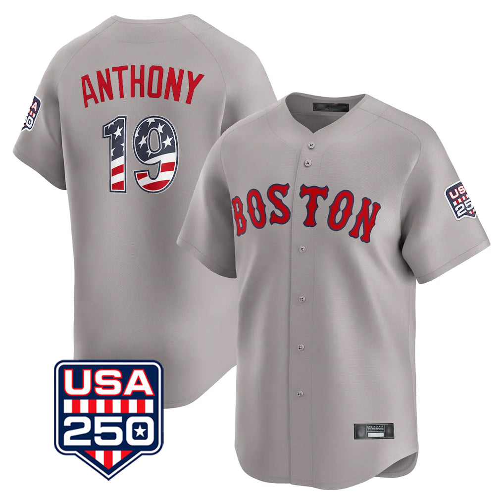 Johmsee B.Red Sox #19 Roman Anthony Player Gray Road USA 250 Fourth of July Limited Home Game Stitched Jerseys