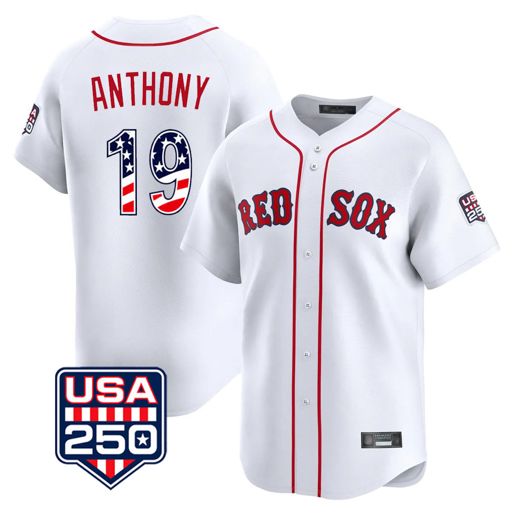 Johmsee B.Red Sox #19 Roman Anthony Player White USA 250 Fourth of July Limited Home Game Stitched Jerseys