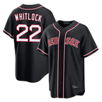 Johmsee B.Red Sox #22 Garrett Whitlock Player Black Out Home Game Stitched Jerseys