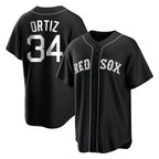 Johmsee B.Red Sox #34 David Ortiz Player Black Home Game Stitched Jerseys