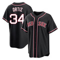 Johmsee B.Red Sox #34 David Ortiz Player Black Out Home Game Stitched Jerseys