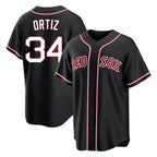 Johmsee B.Red Sox #34 David Ortiz Player Black Out Home Game Stitched Jerseys