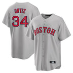 Johmsee B.Red Sox #34 David Ortiz Player Gray Road Home Game Stitched Jerseys